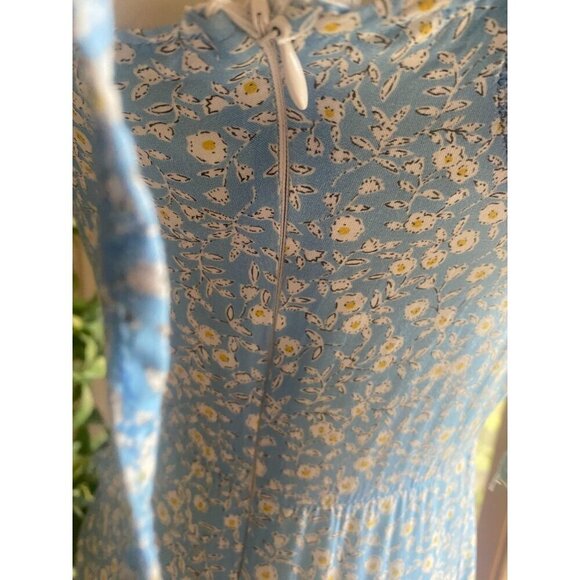Y2K Zara Baby Blue Ditzy Floral Print Spaghetti Strap Milkmaid Sundress XS - Picture 3 of 5